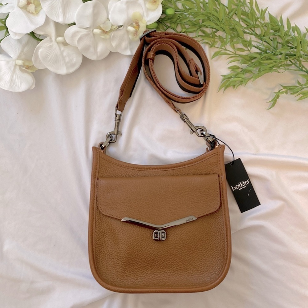 Botkier Coffee and Gunmetal Valentina Leather Crossbody Bag